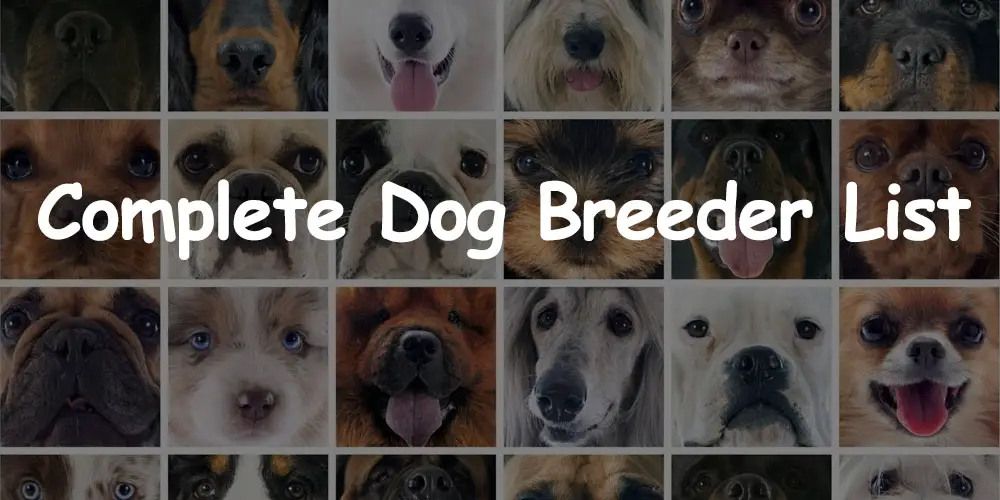 complete dog breeder list